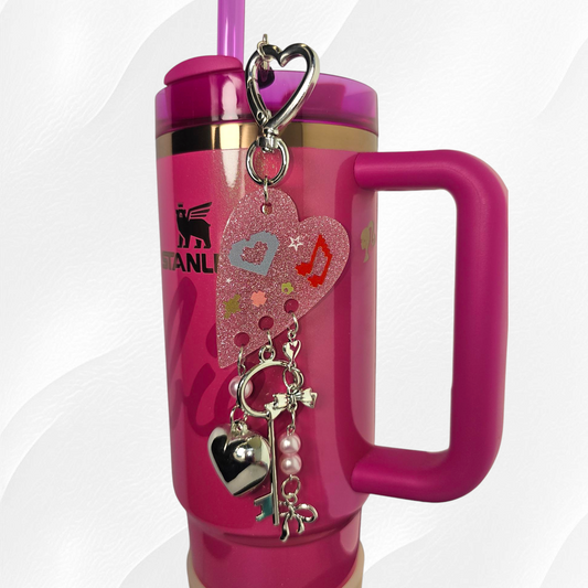 Rockstar Heart Tumbler Charm  - Pink