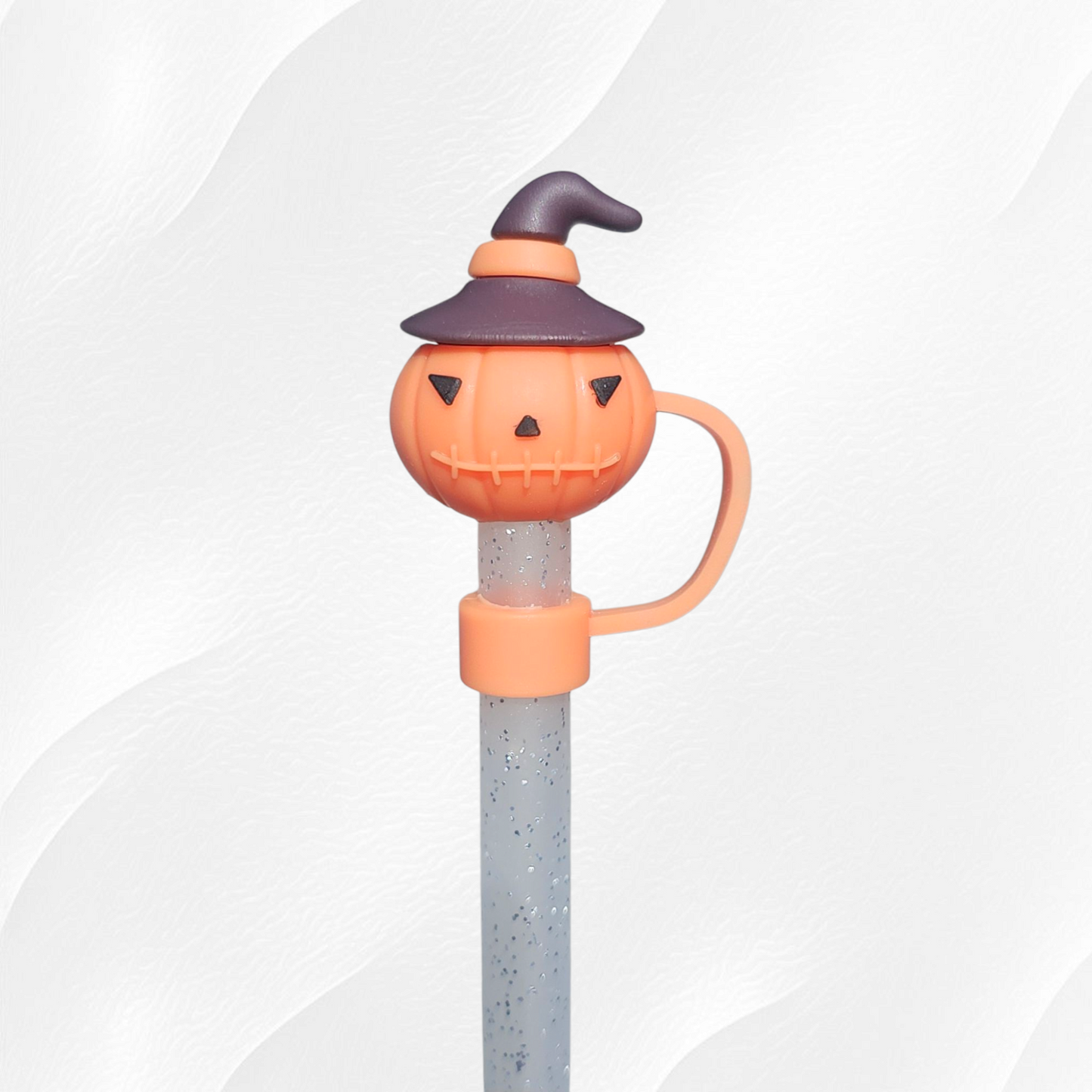 Fall Jack-o-Lantern 3D Silicone Straw Topper