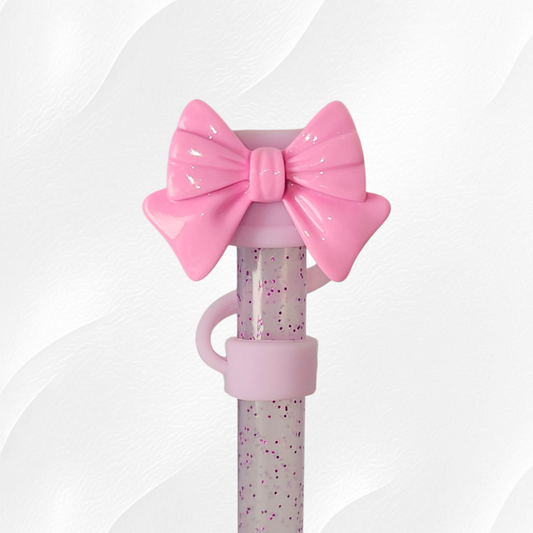 Lavender Purple and pink Coquette Bow Straw Topper 