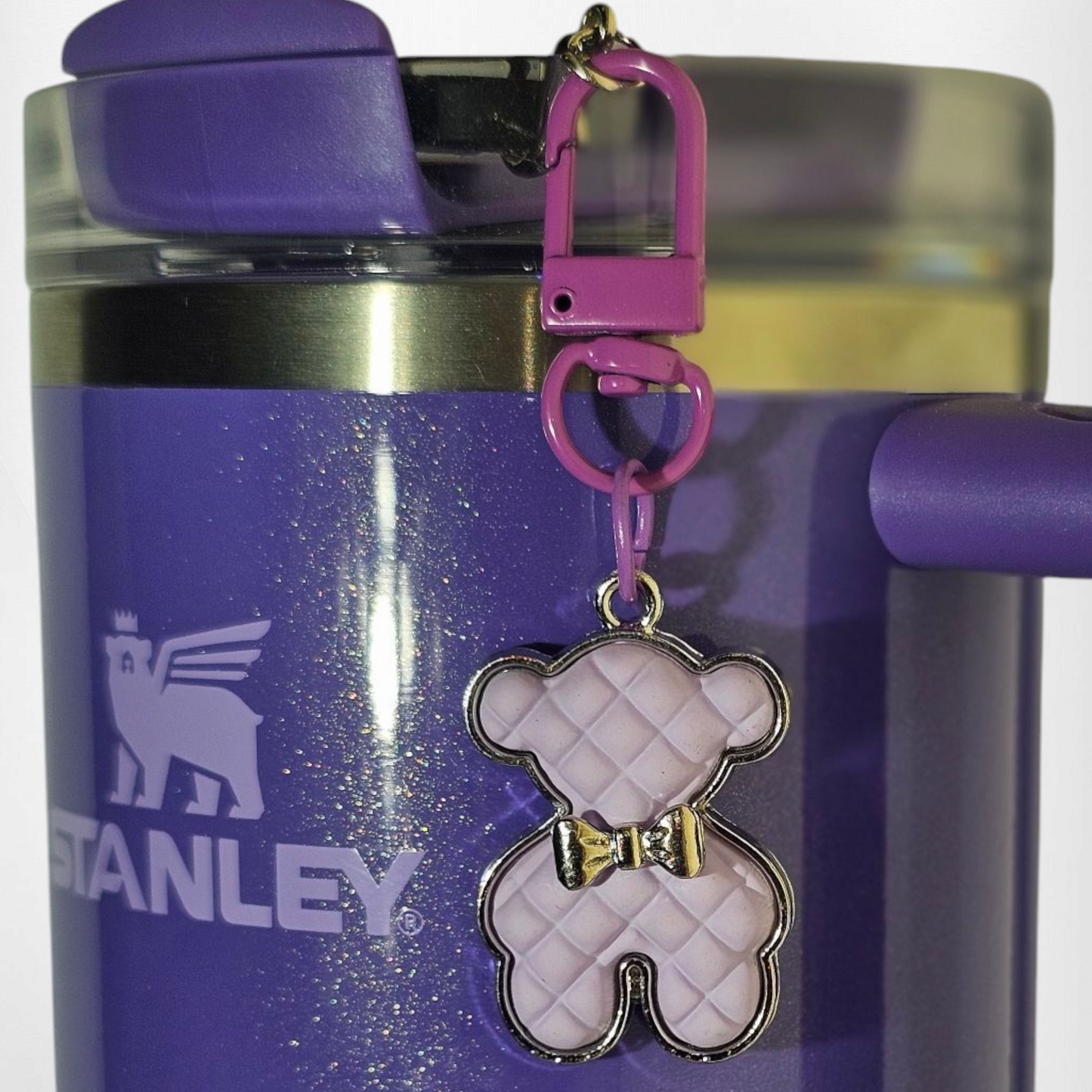 Fancy Teddy Bear Tumbler Straw Charm and Cup Handle Charm Set