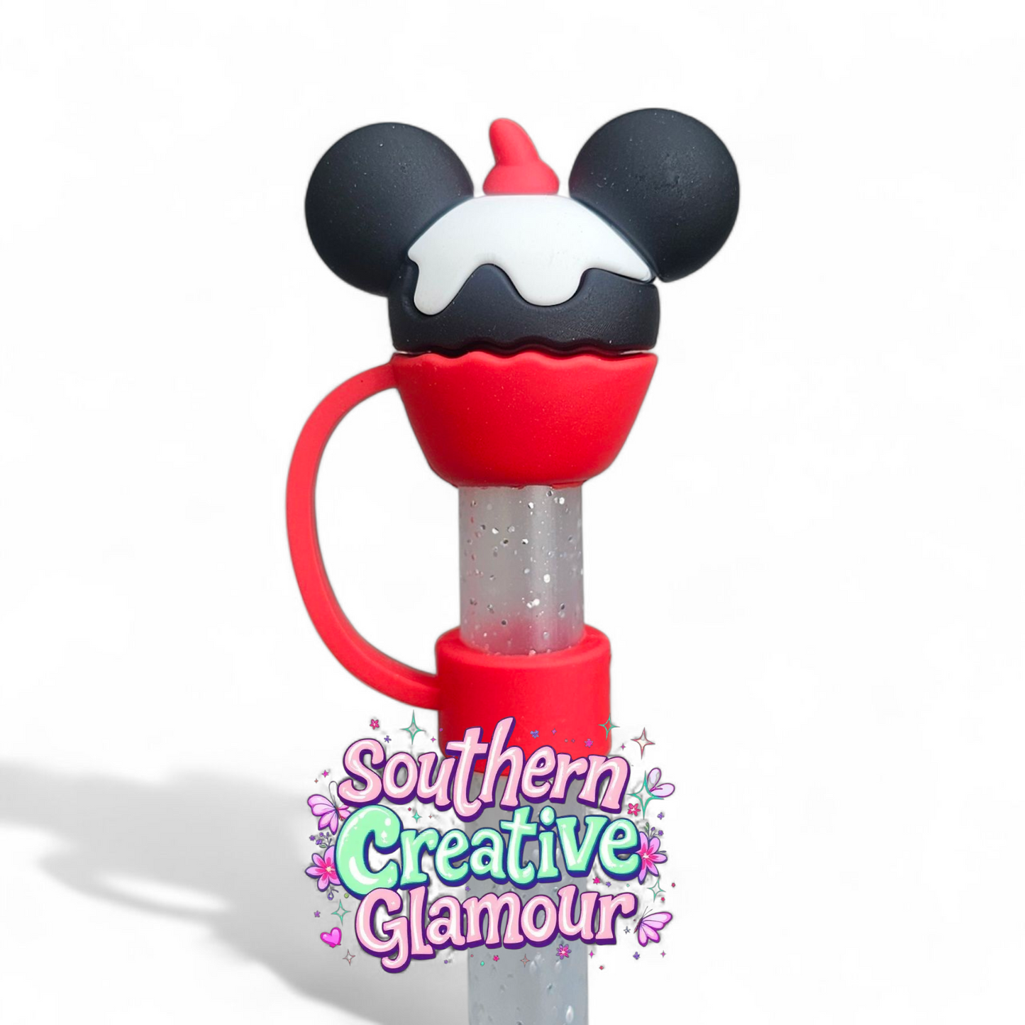 3D Happy Birthday Mickey Mouse Cupcake 10mm Straw Topper - Back