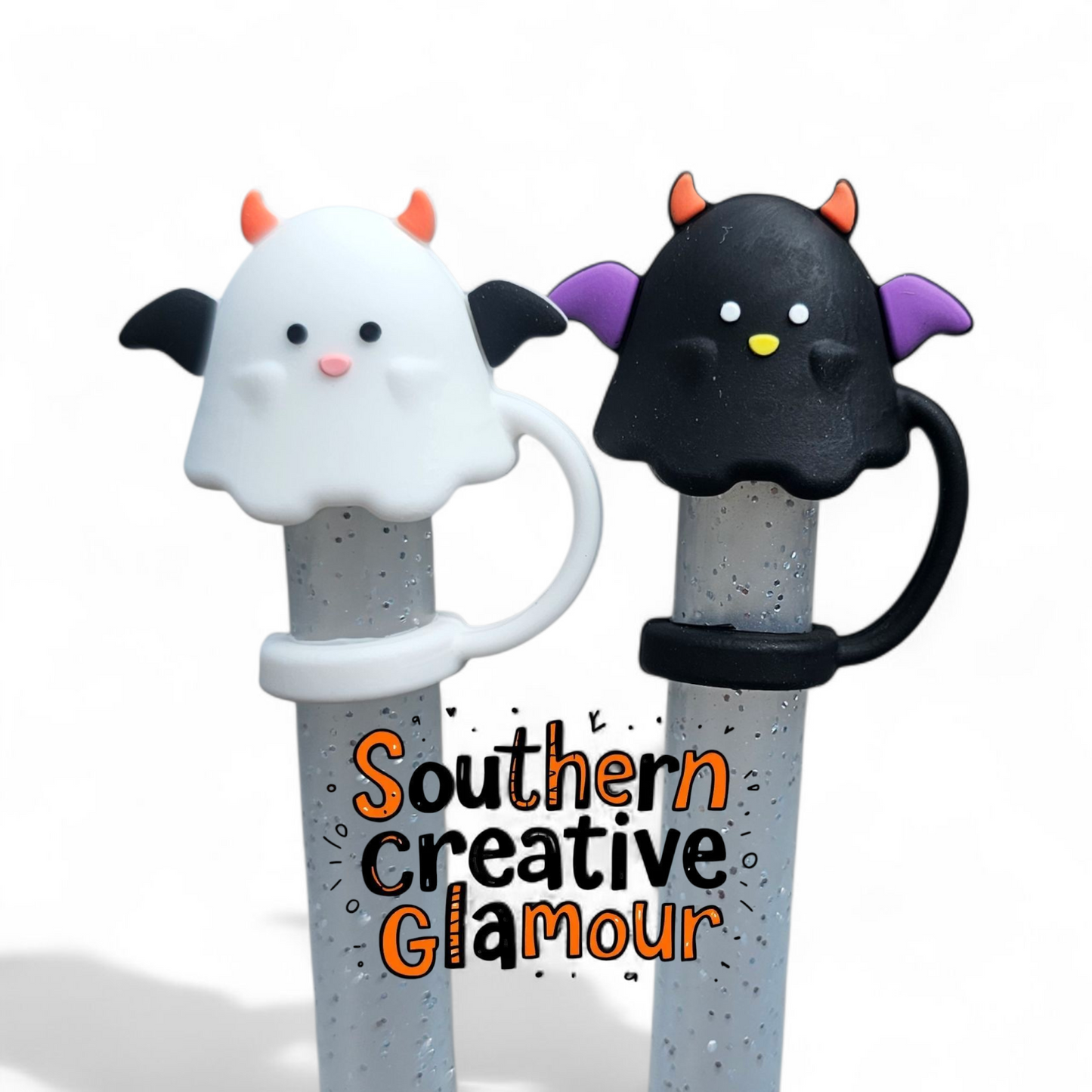 Devil Ghost 3D Silicone 10mm Straw Toppers by Southern Creative Glamour 