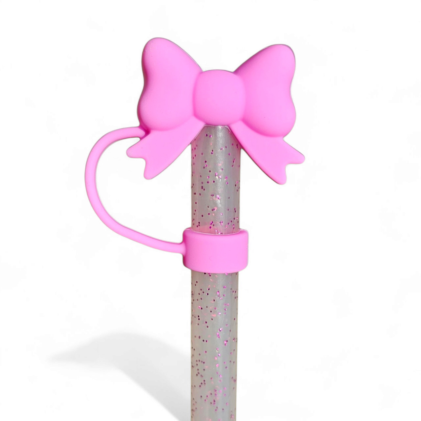 Sweetheart Pink Bow 3D Silicone Straw Topper by Southern Creative Glamour 
