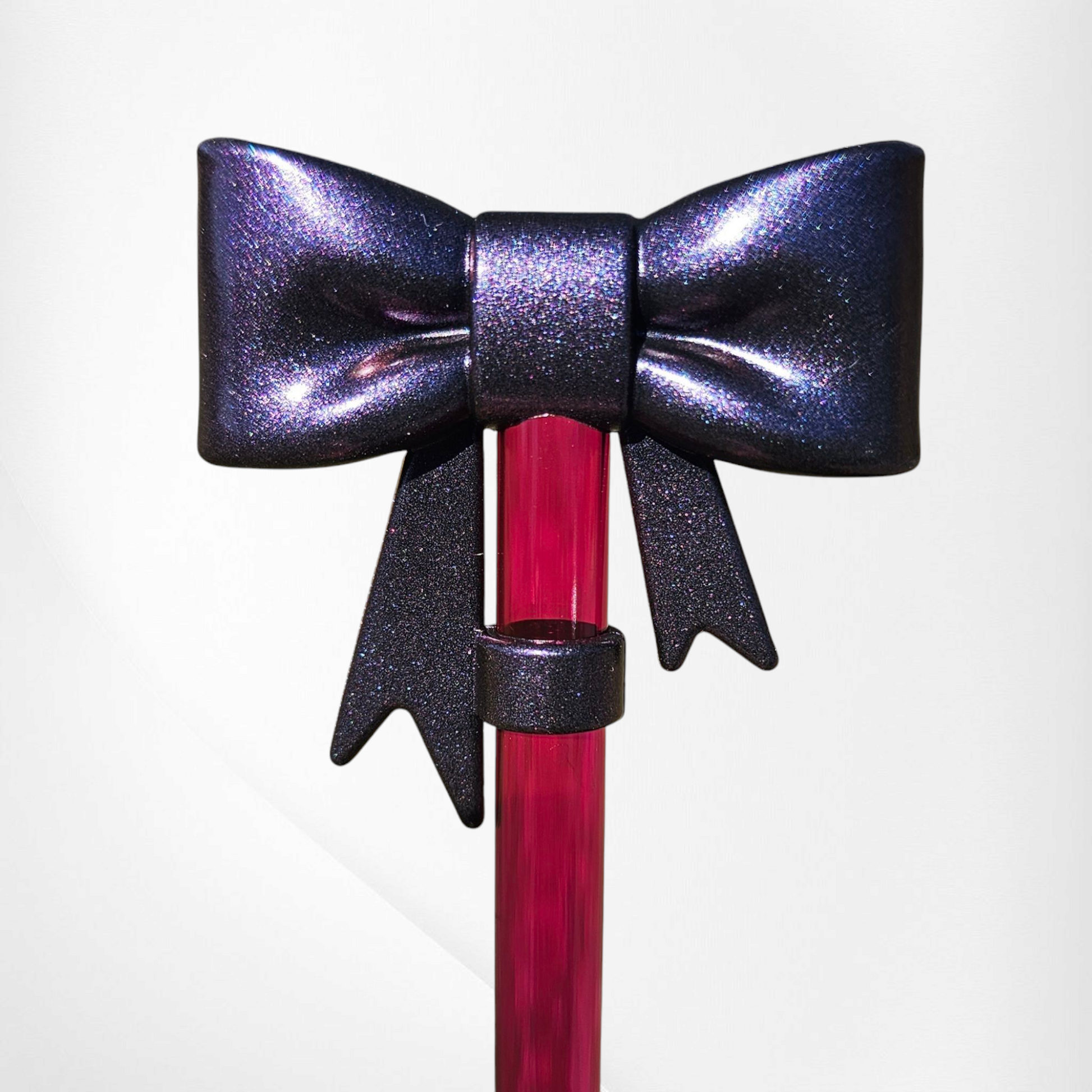 Chameleon Shimmer Purple  | Chroma Purple 3D Silicone Coquette Ribbon Bow Straw Topper  - Straw Cover. 