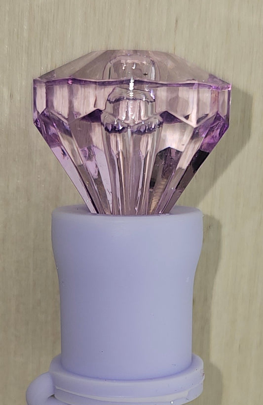 Lilac Purple Diamond 3D Silicone straw topper  - straw cover  - straw cap. 