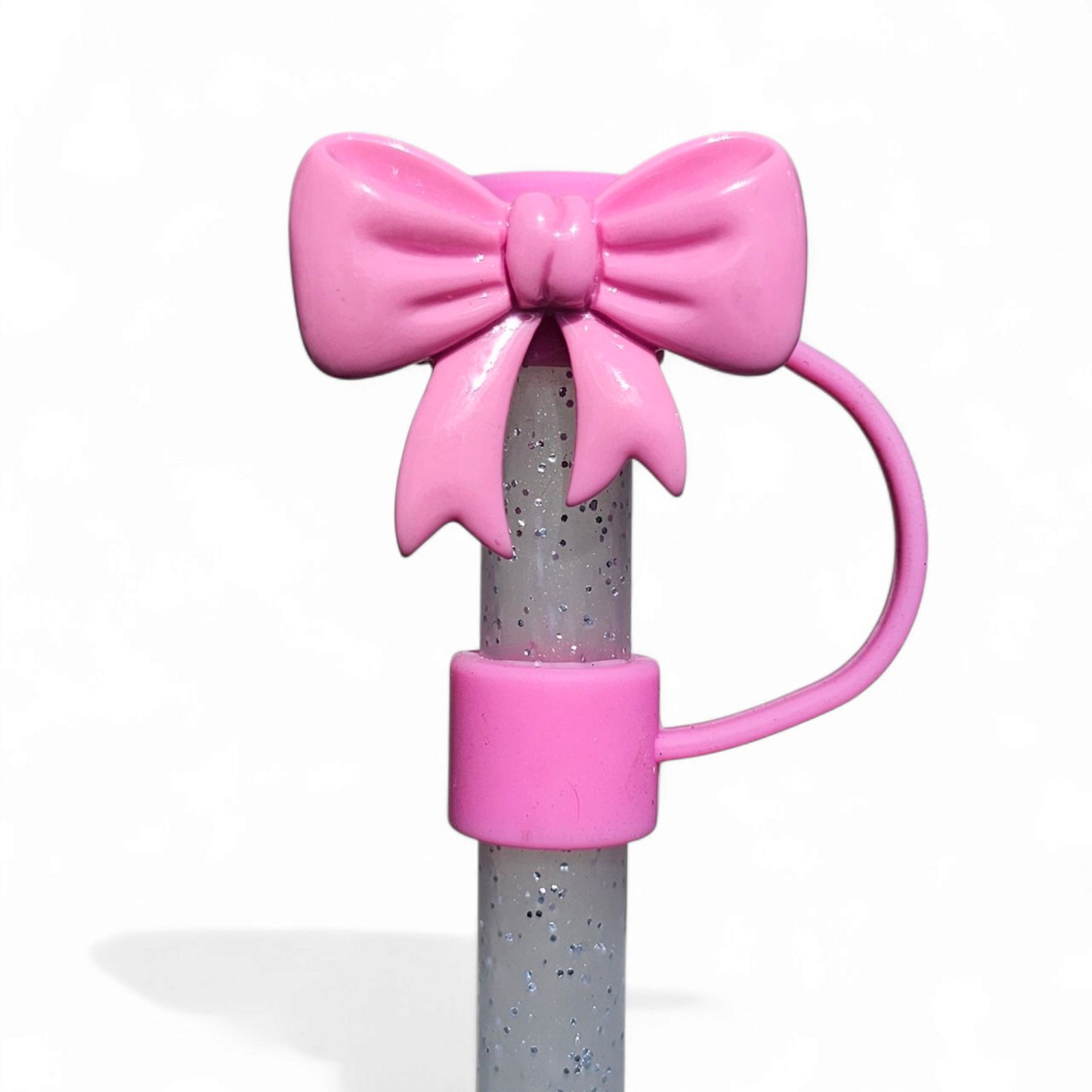 Barbie Pink Ribbon Bow Silicone Straw Topper 