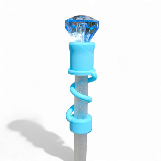 Blue Diamond  | Teal Blue Silicone 10mm Straw Topper Base 