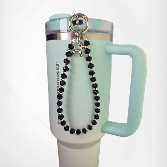 Black and Silver Crystal Beaded Balloon Dog Tumbler Charm. 