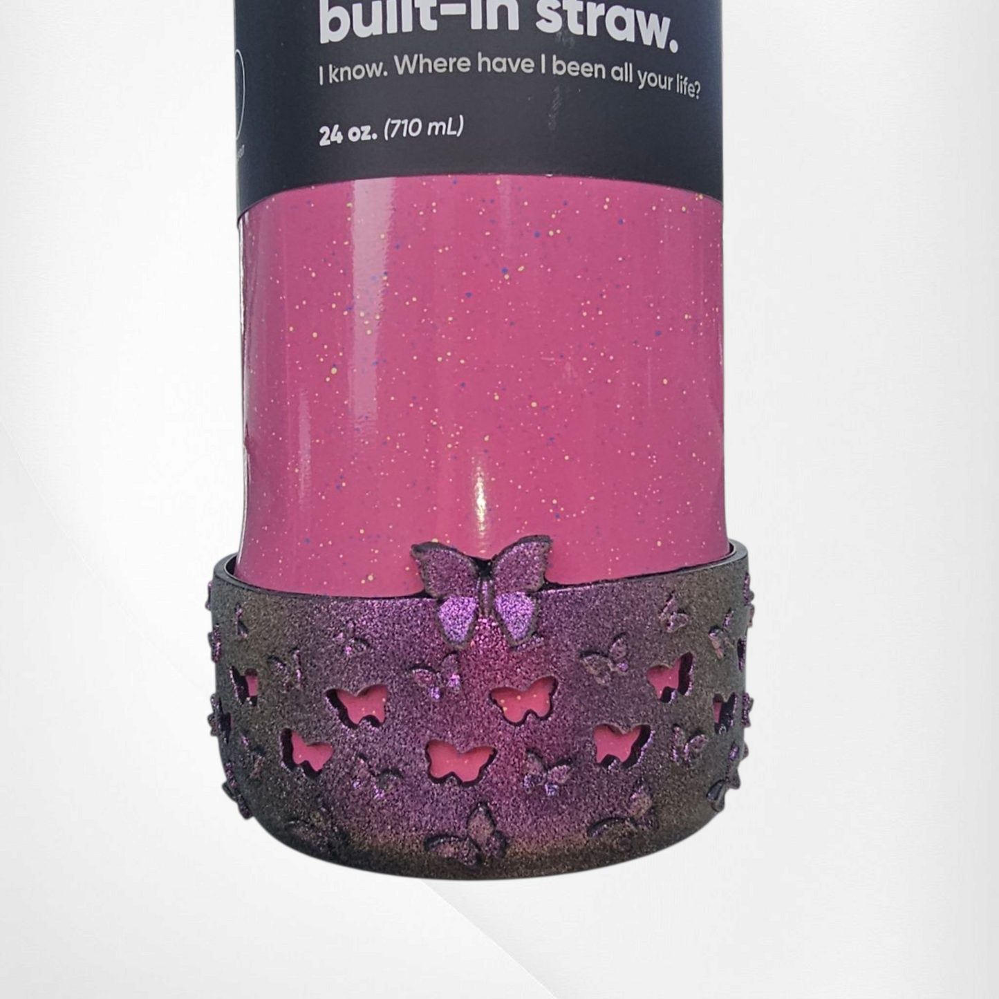 3D Butterfly Silicone Tumbler Boot  - Metallic Purple Shimmer