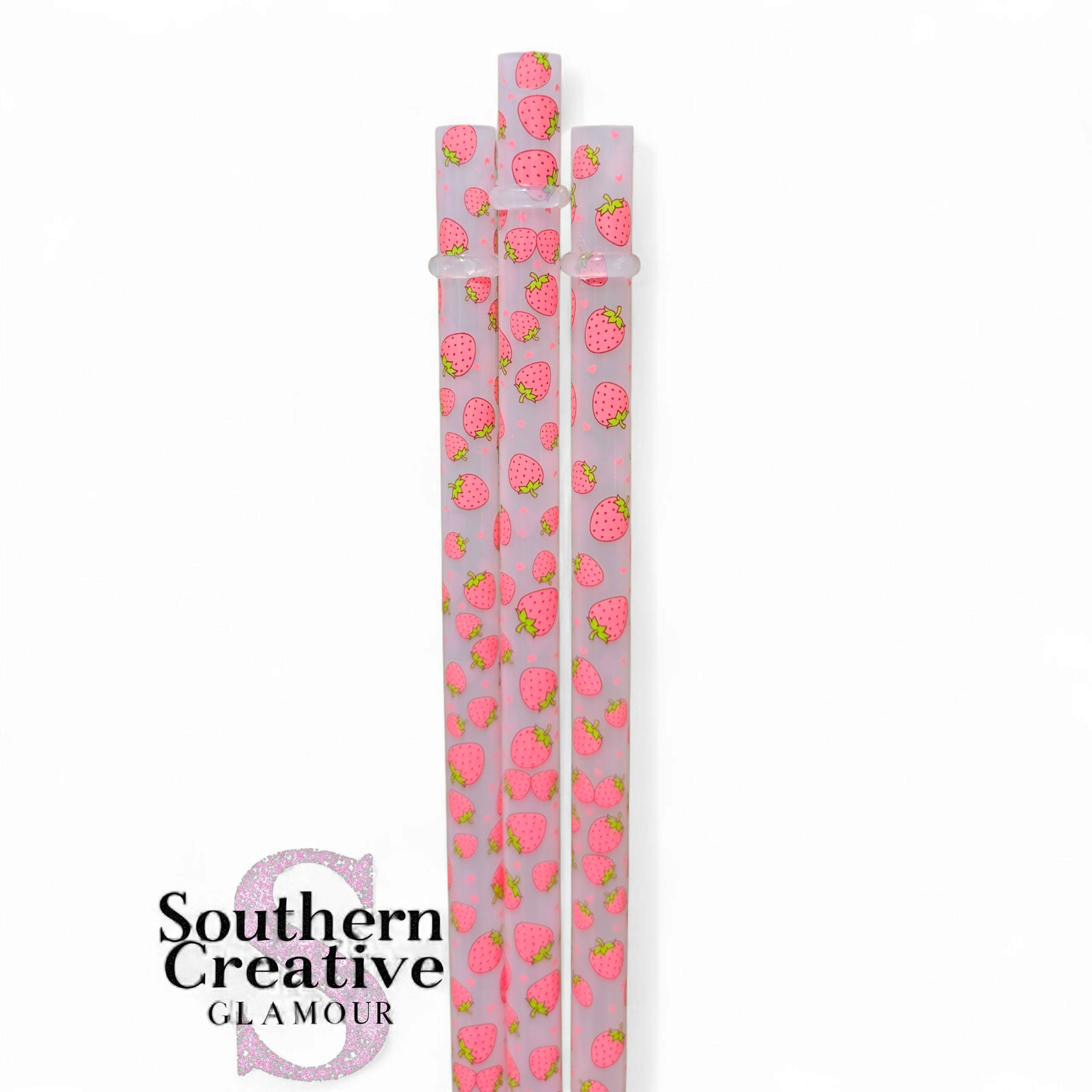 Strawberry 12" Plastic Straw with 10mm diameter by SouthernCreativeGlamour. 10mm Straw Toppers will fit this Straw. 