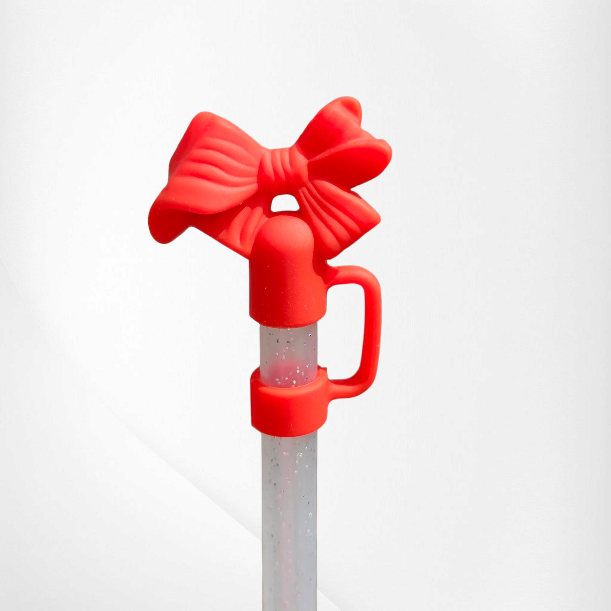 Red Coquette Bow 3D Silicone Straw Topper  - Straw Cover 