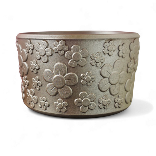 Taupe Shimmer Flower Textured silicone tumbler boot by Southern Creative Glamour 