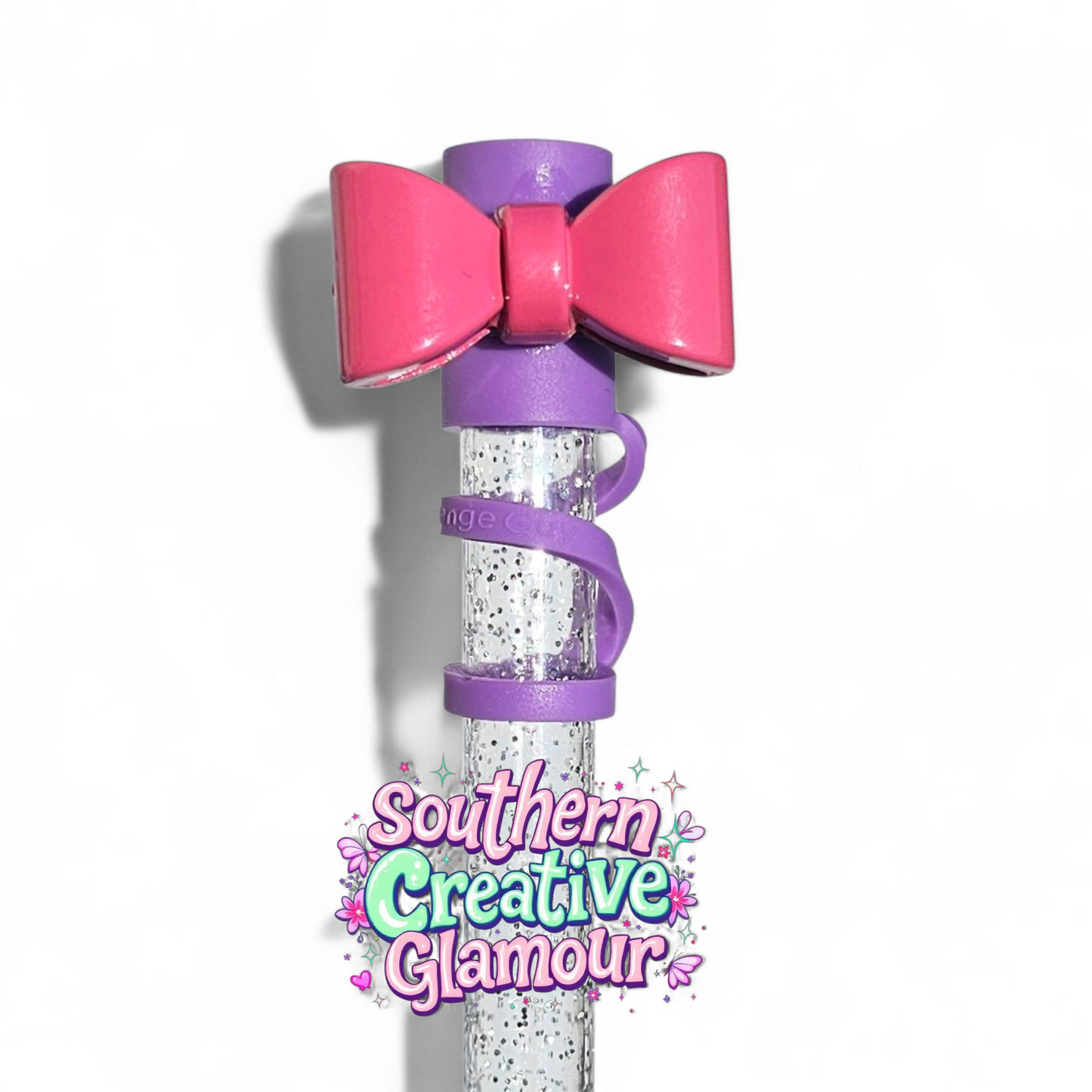 Pink Mini Bow Tie Silicone 10mm Straw Toppers