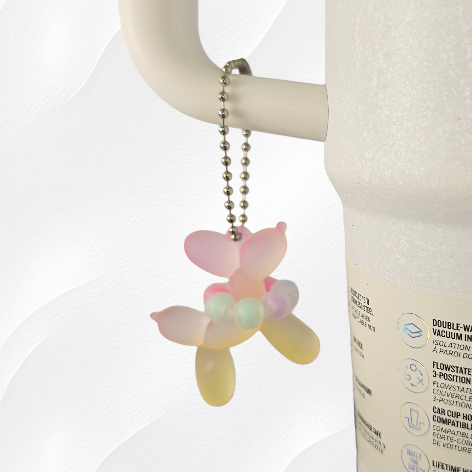 Pink and yellow Balloon Dog Charm 