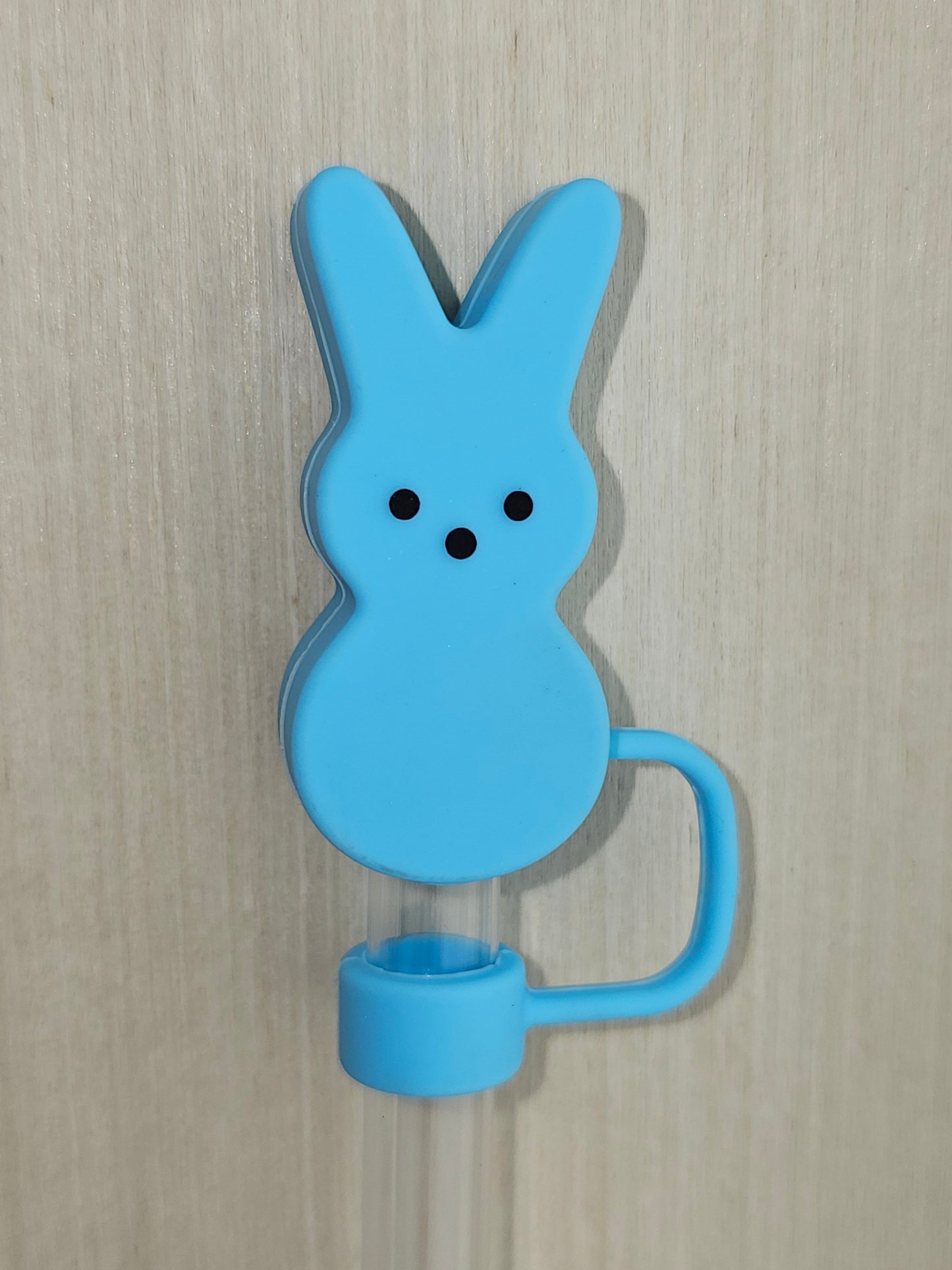 Easter Peep Bunny 3D Silicone Straw Topper  - Straw Cover  - Straw Cap - Bunny Blue