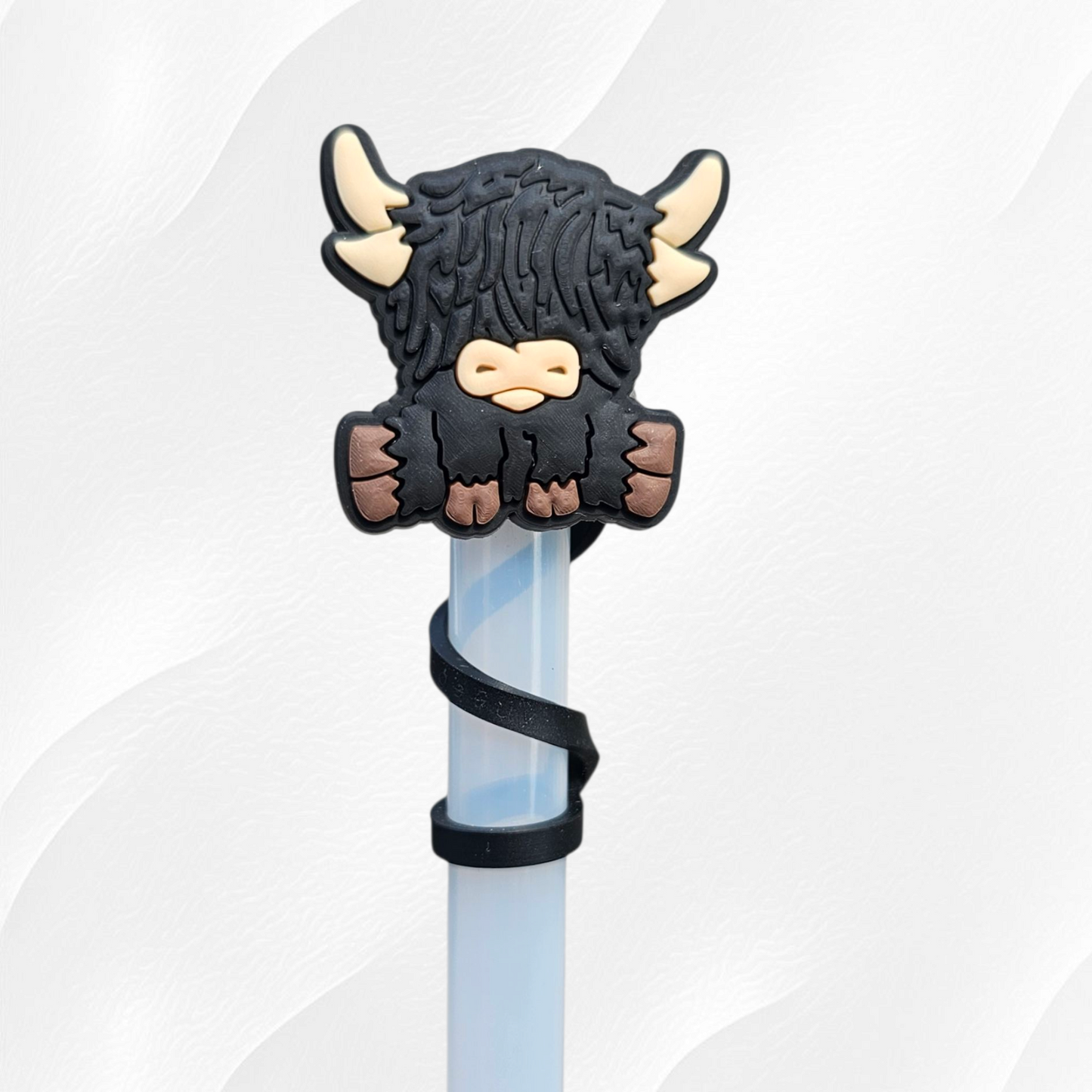 Highland Cow Straw Topper