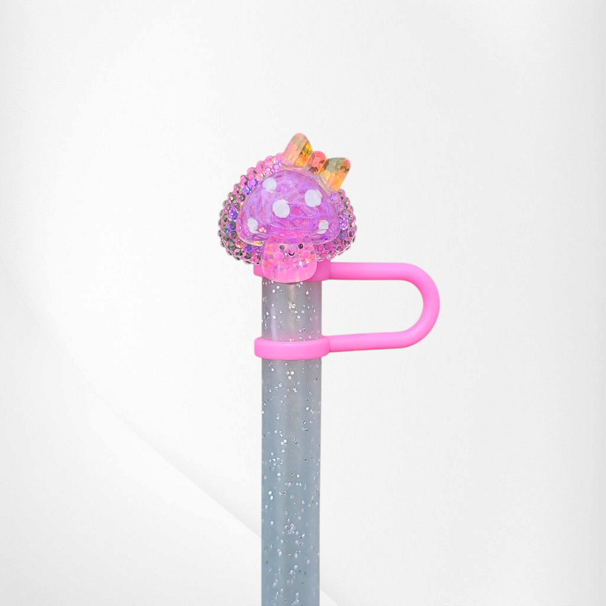 Kawaii Pink Mushroom straw topper 
