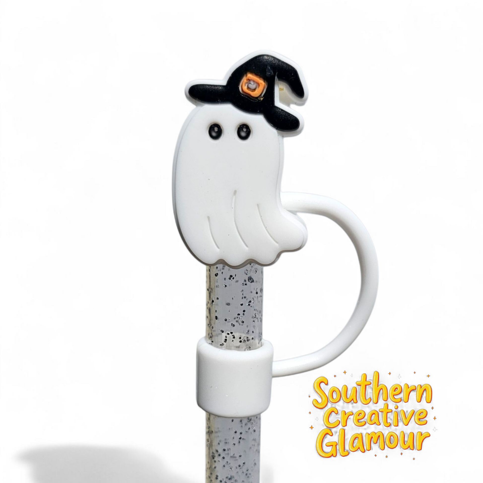 Witchy Ghost 10mm Silicone Straw Topper by Southern Creative Glamour 