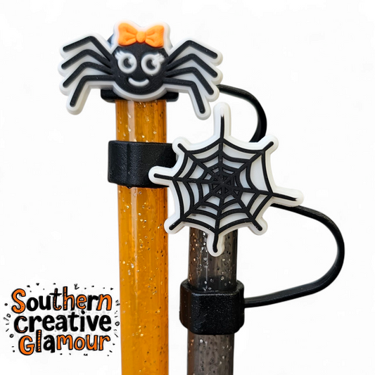 Spider Halloween Silicone 10mm Straw Topper by Southern Creative Glamour 
