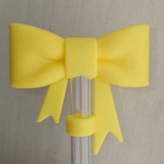 Ribbon Bow Silicone Straw Topper  - Straw Cover  - Dandelion Yellow 