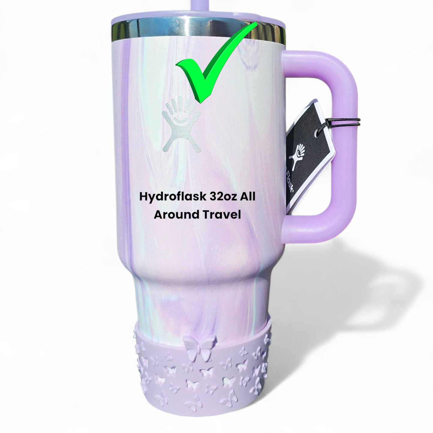 3D Butterfly Silicone Tumbler Boot  - Hot Pink Shimmer