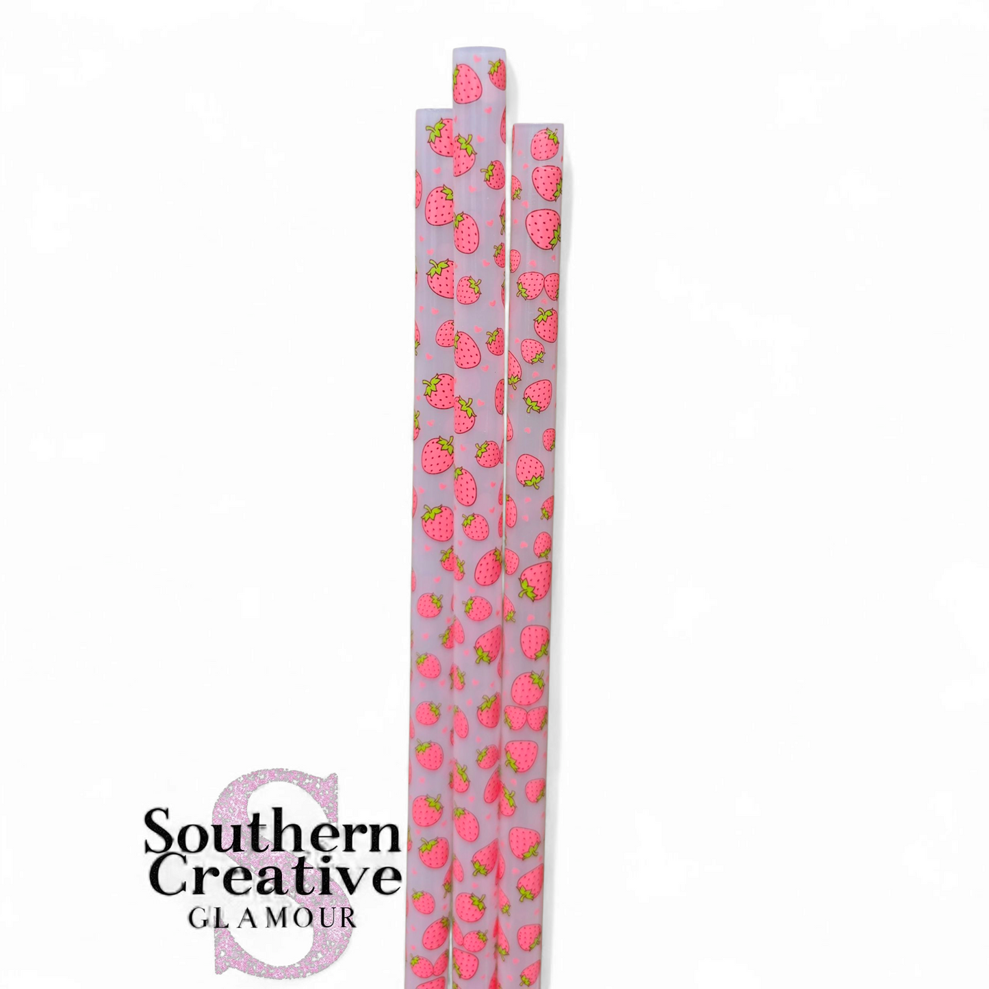 Strawberry 12" Plastic Straw with 10mm diameter by SouthernCreativeGlamour. 10mm Straw Toppers will fit this Straw. 