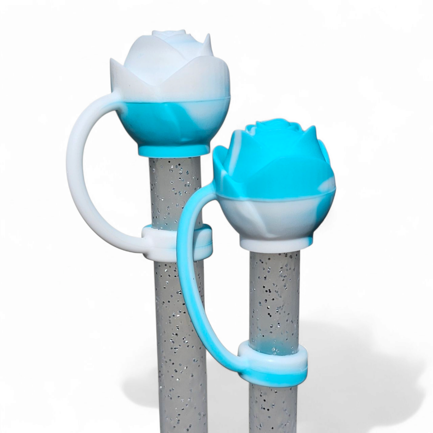Tiffany Blue and White 3D Silicone 10mm Straw Topper by Southern Creative Glamour 