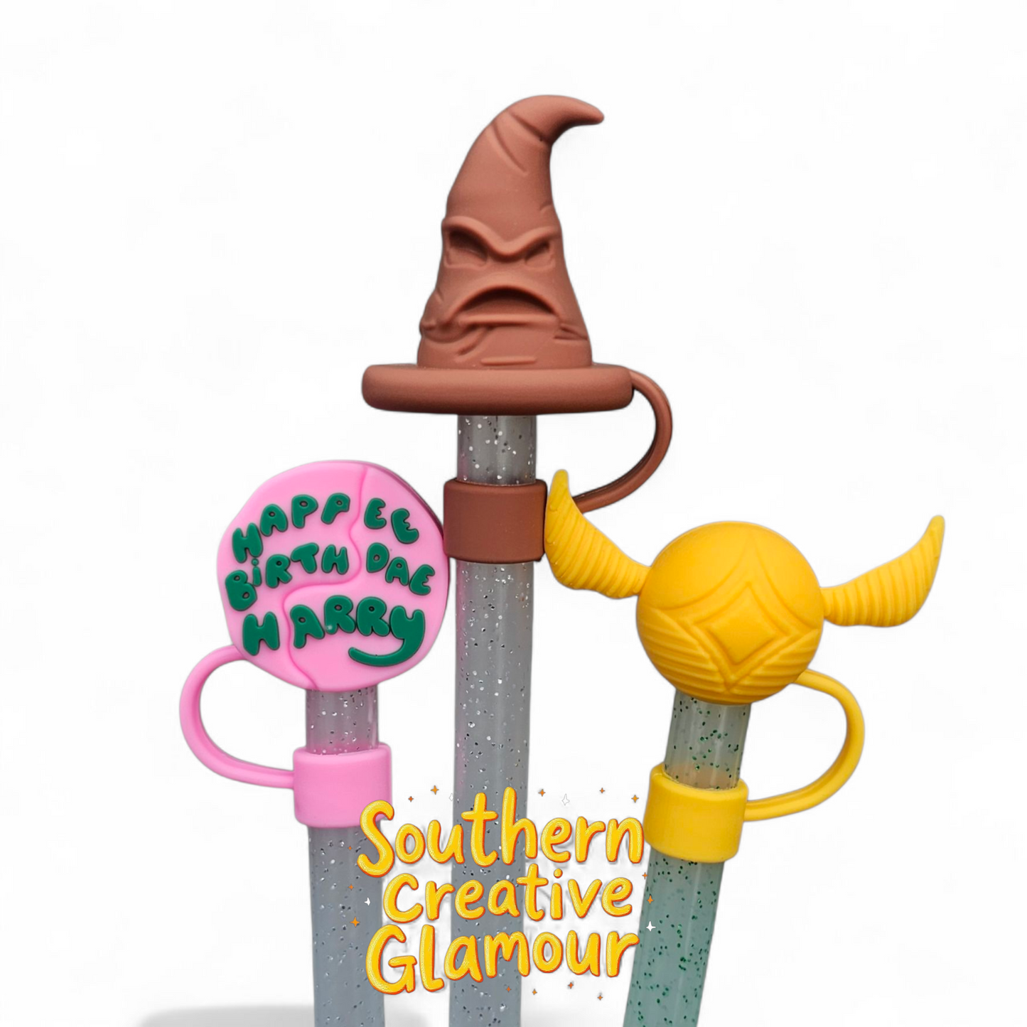 Harry Potter 3D 10mm Straw Toppers by Southern Creative Glamour 