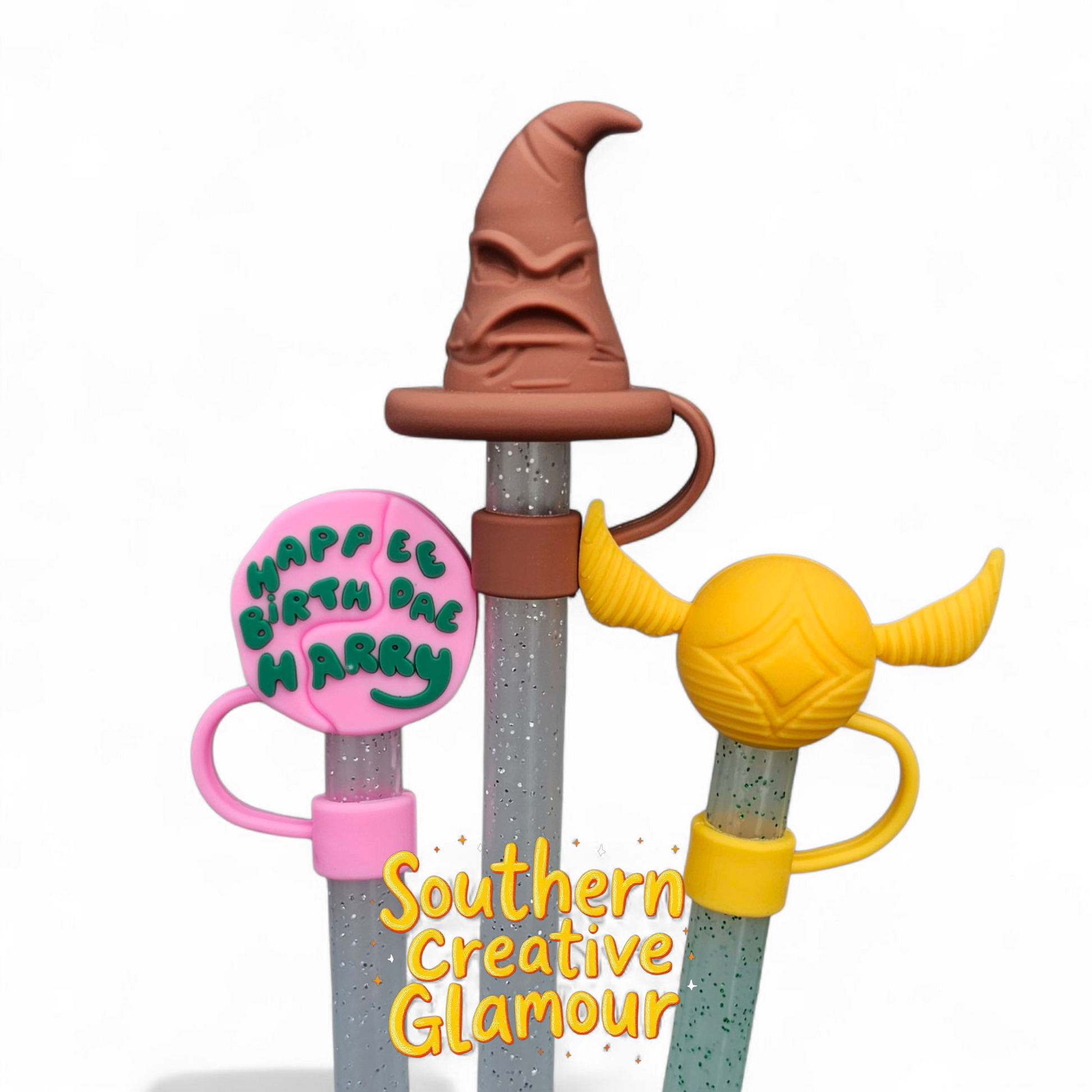 Harry Potter 3D 10mm Straw Toppers by Southern Creative Glamour 