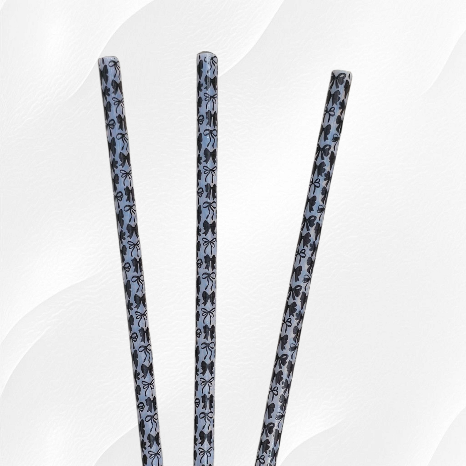 Black Coquette Ribbon Bows 10mm Reusable Straws by Southern Creative Glamour 