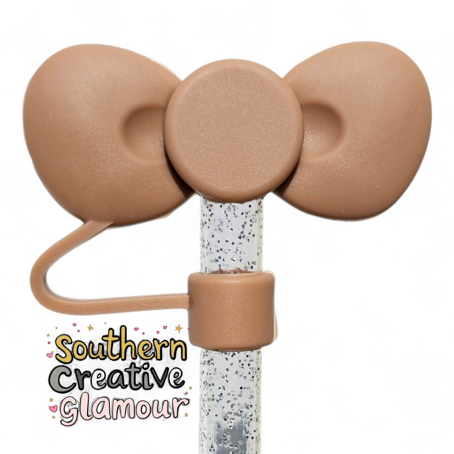 Brown 3D Bow Silicone Straw Topper | Fits 10mm Straws