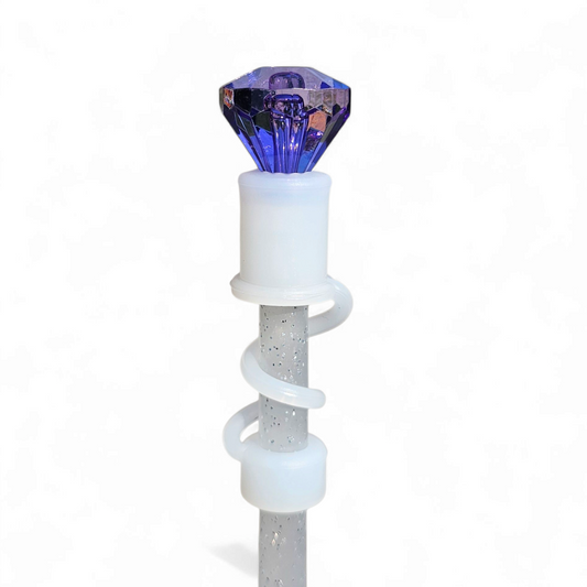 Diamond 3D Silicone 10mm Straw Topper - Grape