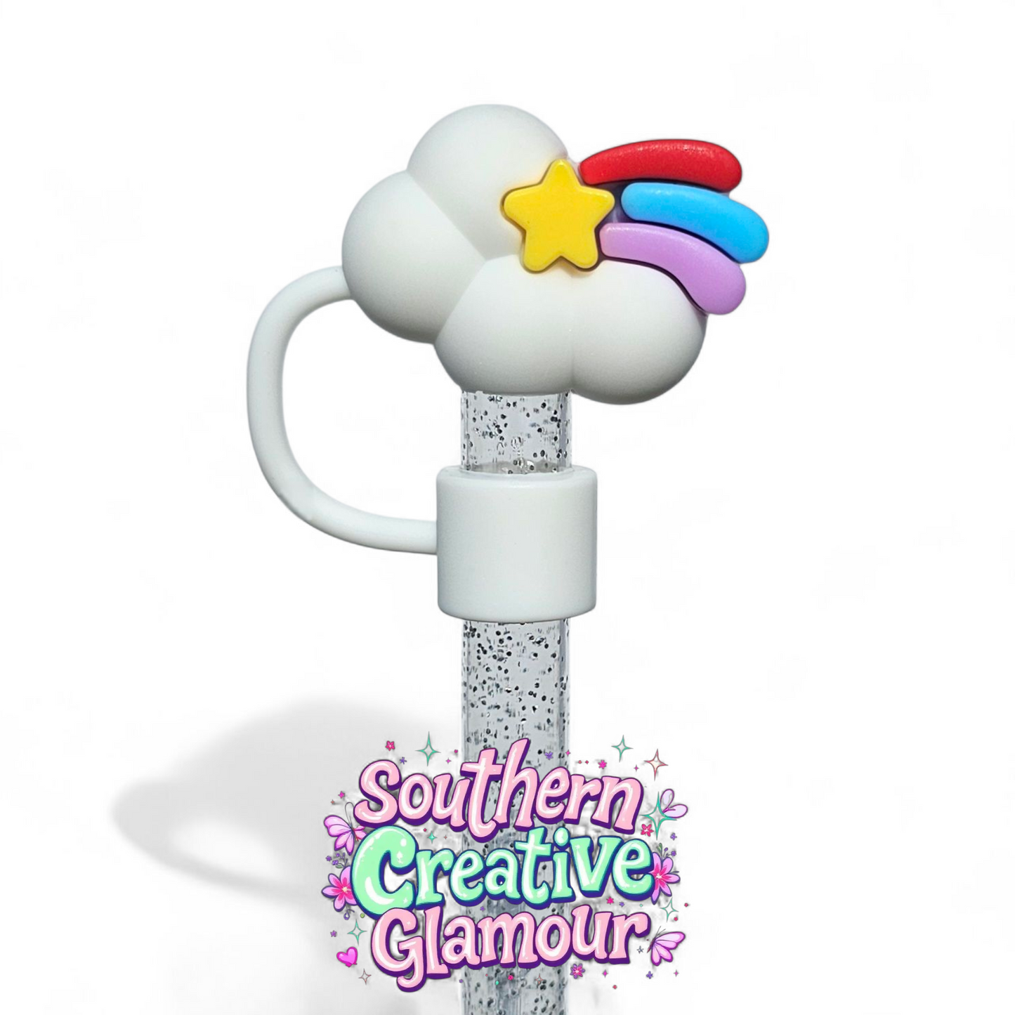 Vibrant 3D Rainbow 10mm Straw Topper by Southern Creative Glamour 