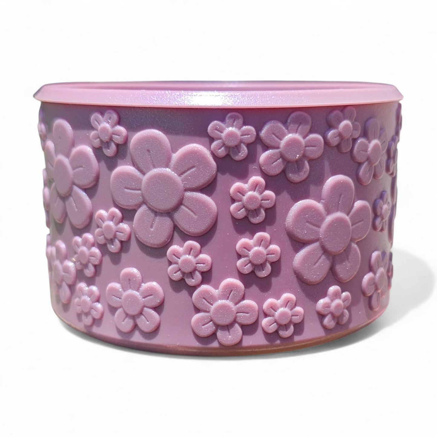 Flower Textured Silicone Tumbler Boot - Periwinkle Purple Shimmer