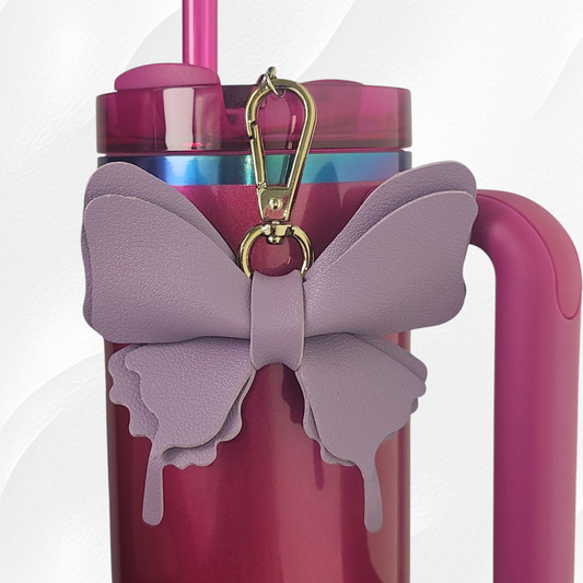 Lilac Purple leather Butterfly Tumbler Straw Charm. 