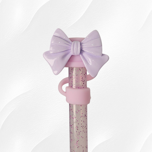 Lavender Purple Coquette Bow Straw Topper 
