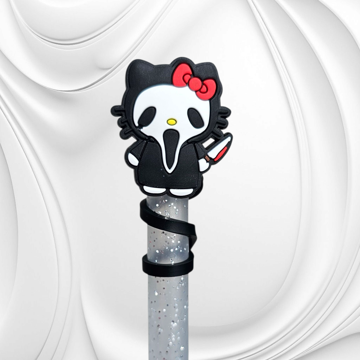 Scream Hello Kitty inspired Halloween Silicone Straw Topper. 