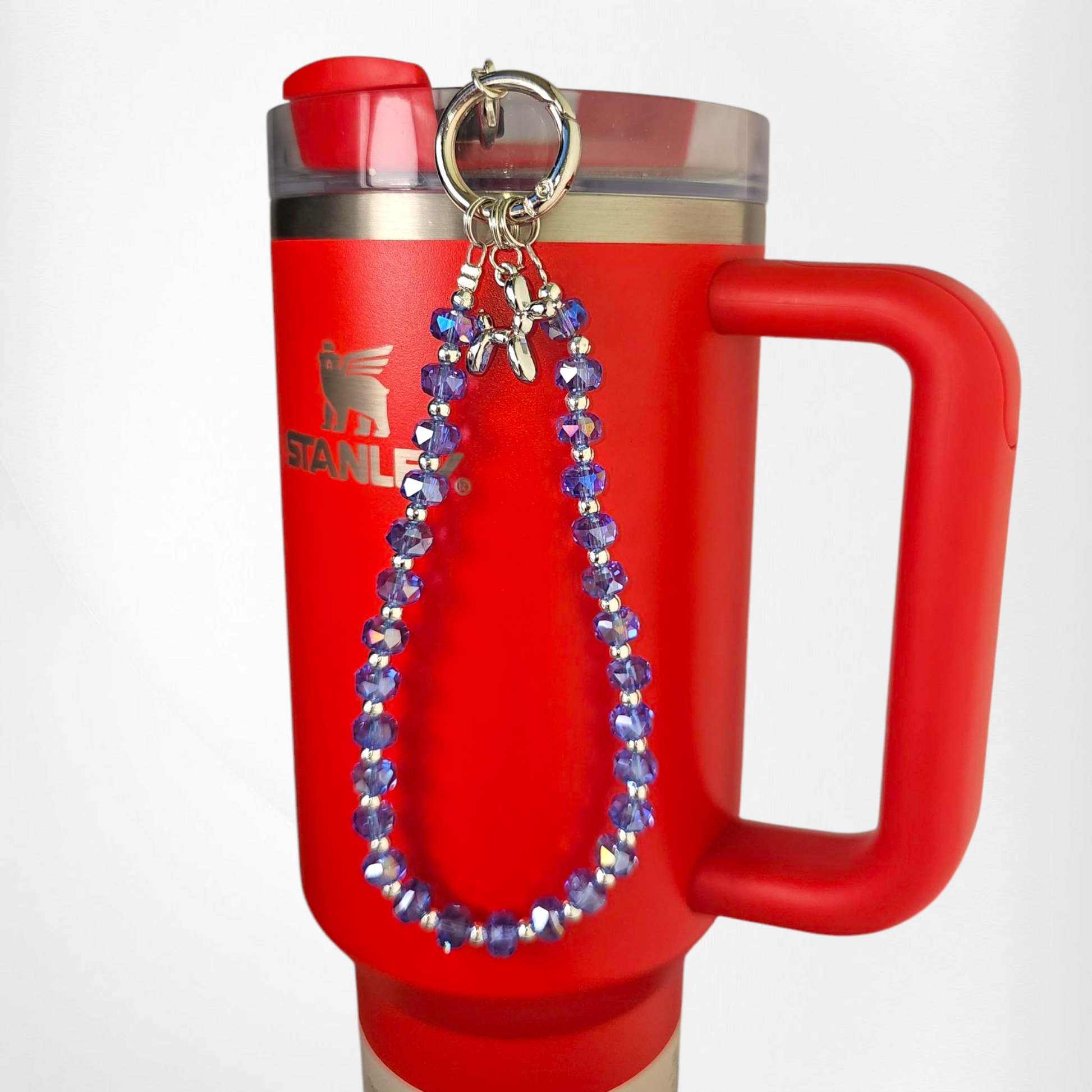 Blue and Silver Crystal Beaded Balloon Dog Tumbler Charm