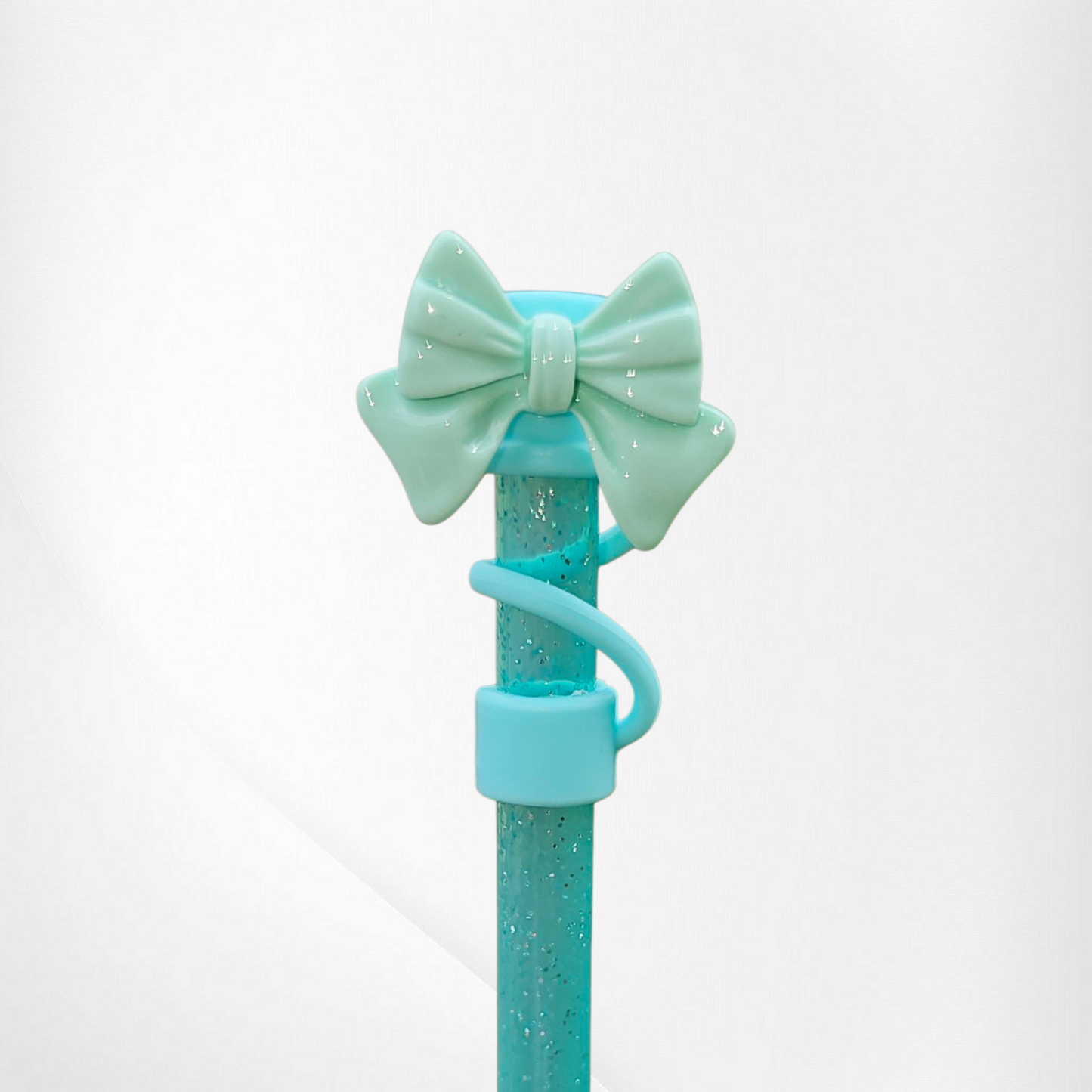 Mint Green Coquette Bow Straw Topper 