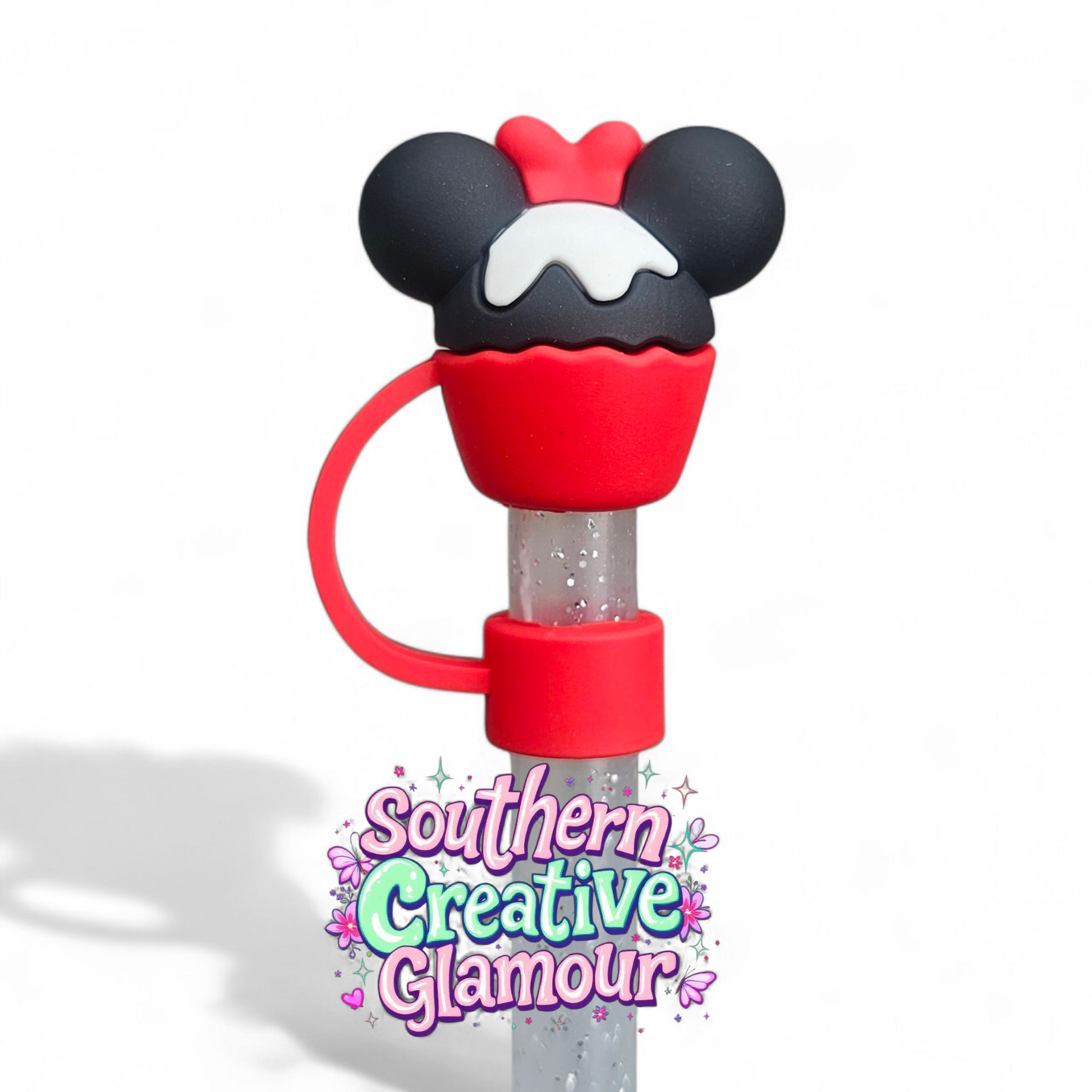 3D Happy Birthday Mickey Mouse Cupcake 10mm Straw Topper - Back