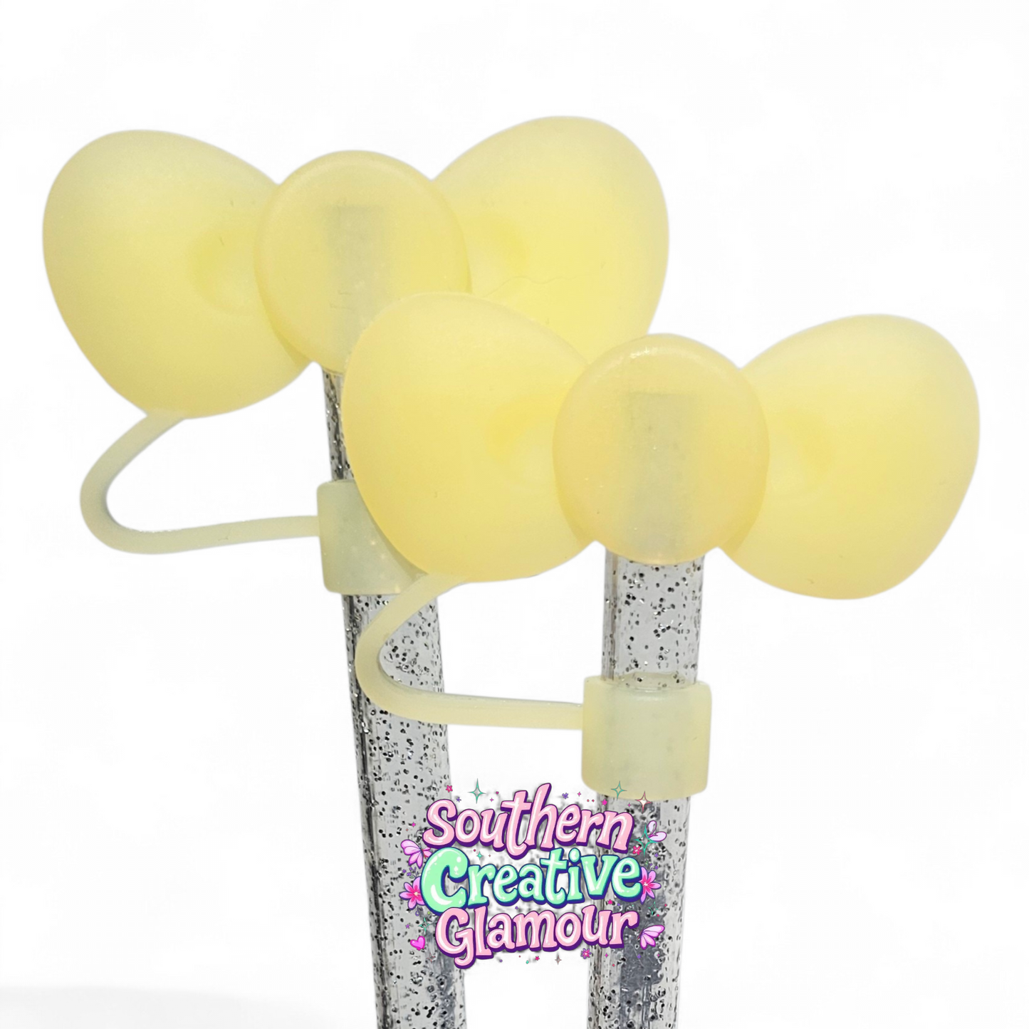 Butter Yellow 3D Bow Silicone Straw Topper | Fits 10mm Straws