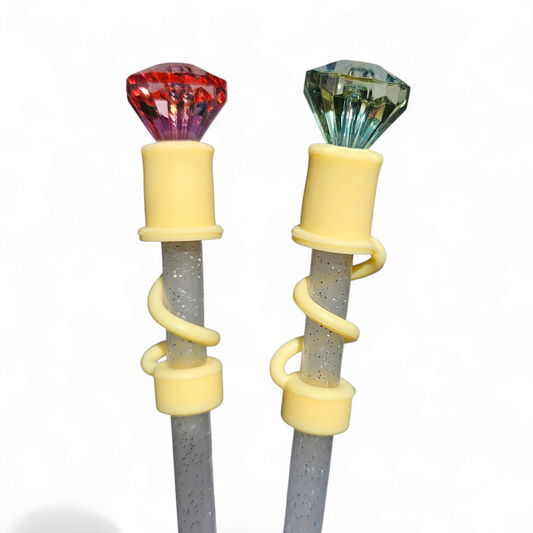 Diamond 3D Silicone 10mm Straw Topper