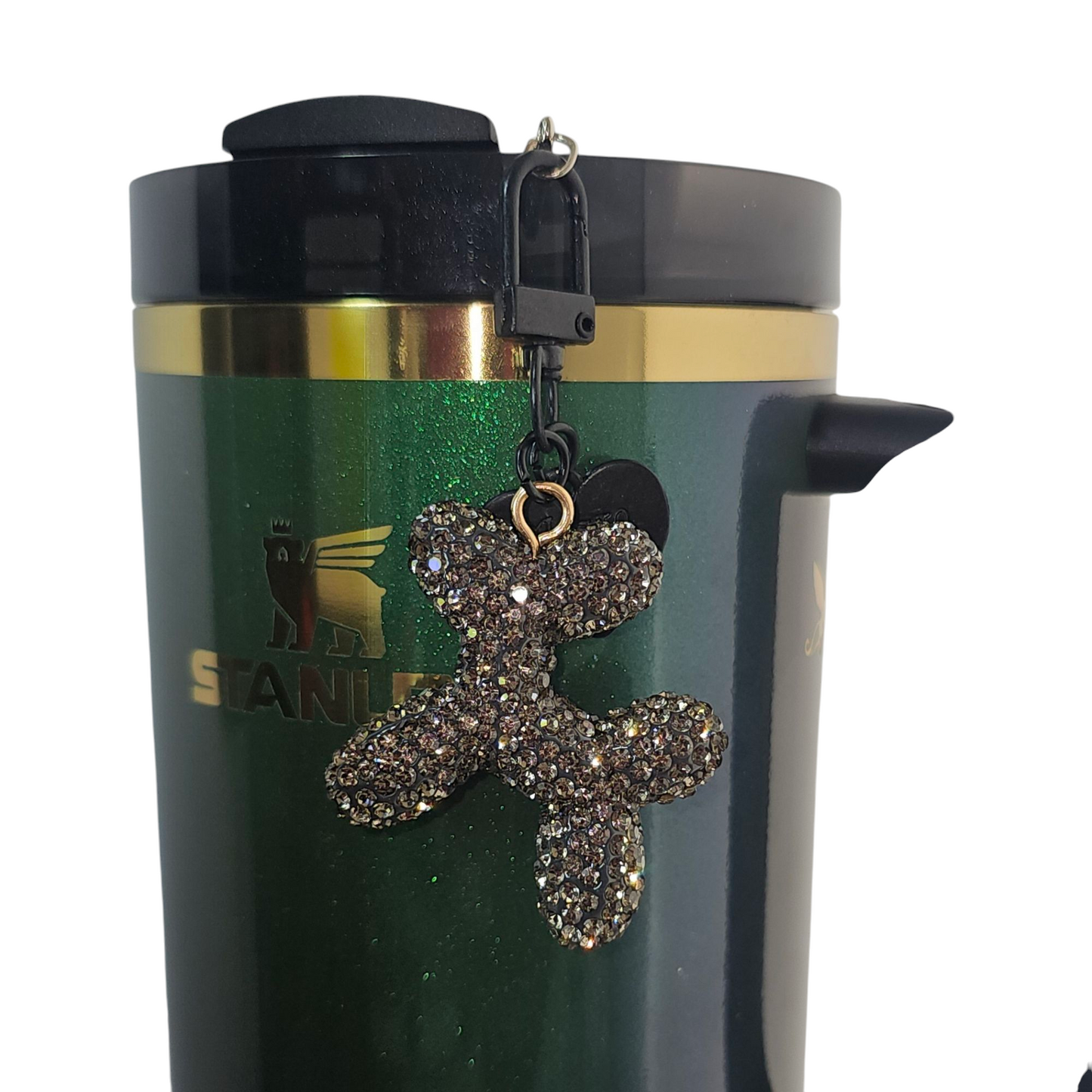 Rhinestone Glitter black balloon dog tumbler charm. 