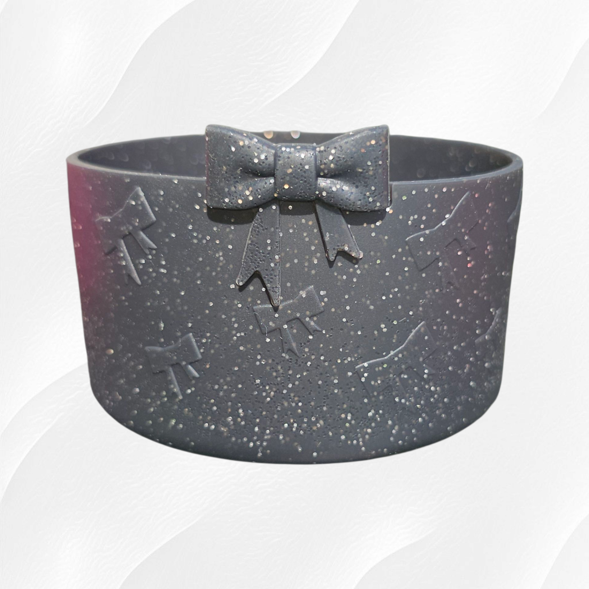 Black glitter 3D bow silicone tumbler boot by Southern Creative Glamour 