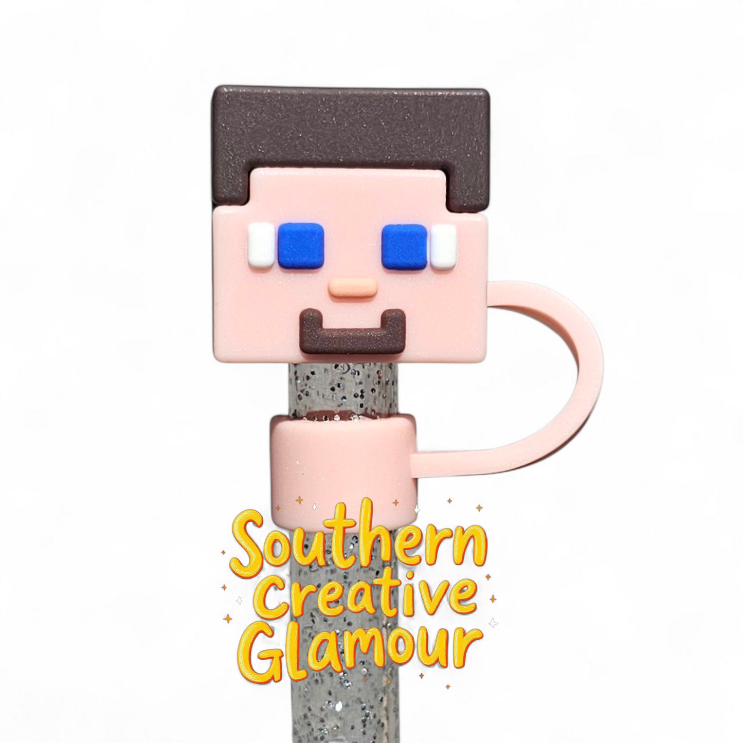 Steve from 3D Minecraft 10mm Straw Toppers 