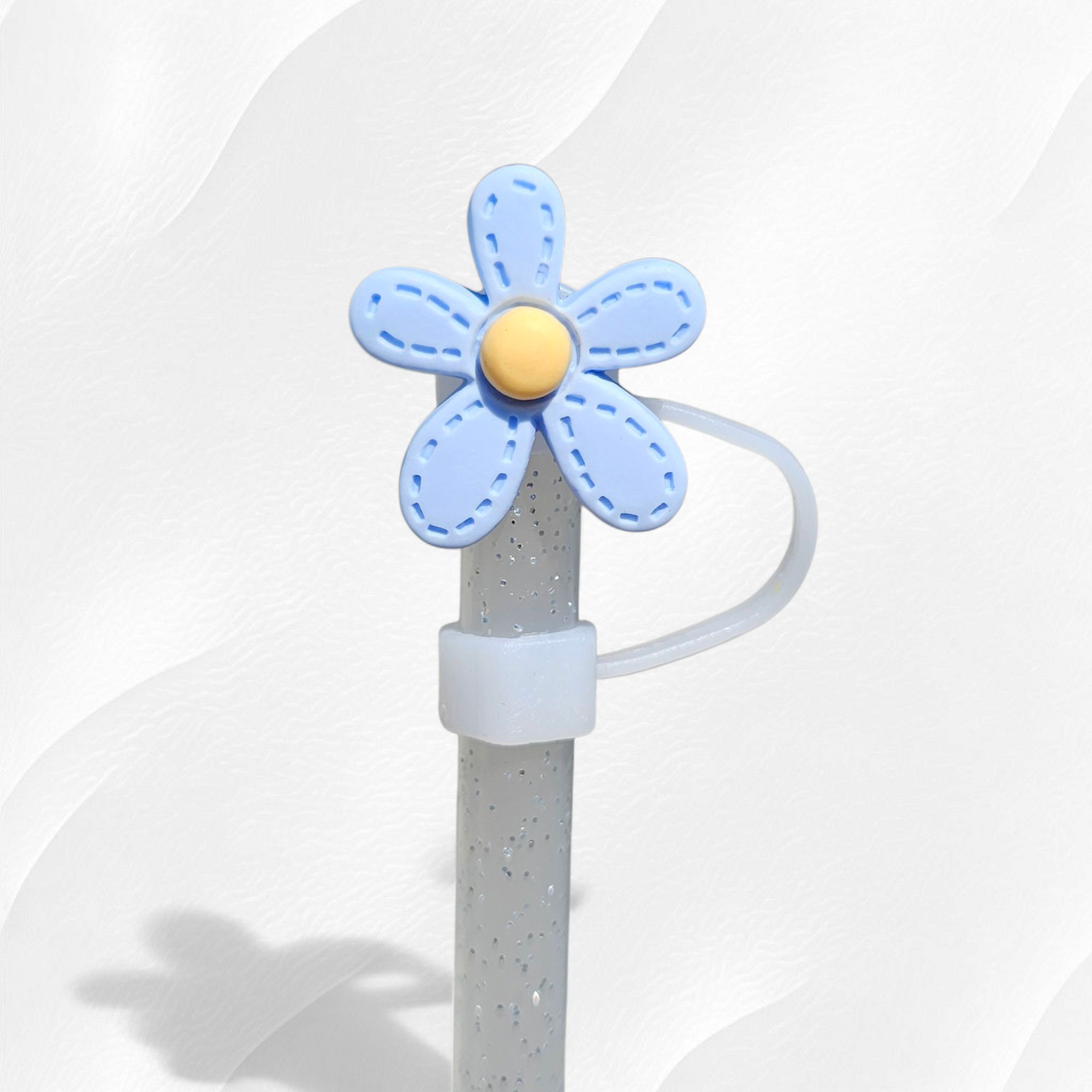 Spring Blue Daisy Flower 10mm Straw Topper 