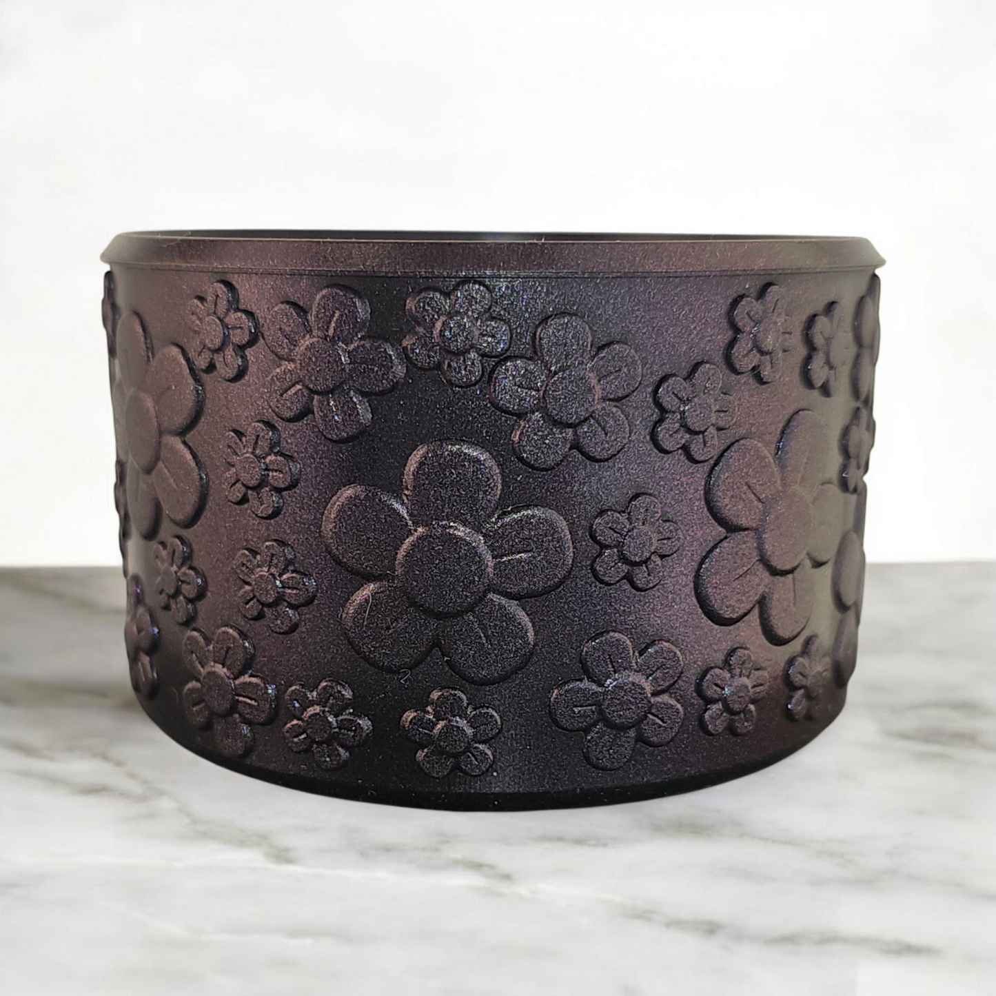 Flower Textured Silicone Tumbler Boot - Purple Chrome Shimmer