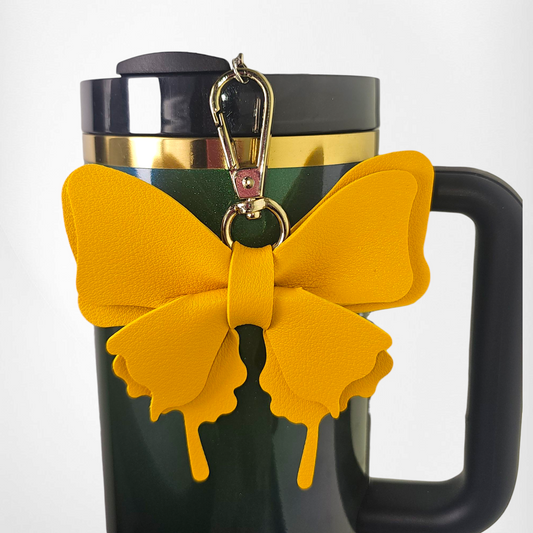 Fashion Leather Butterfly Tumbler Charm  - Yellow