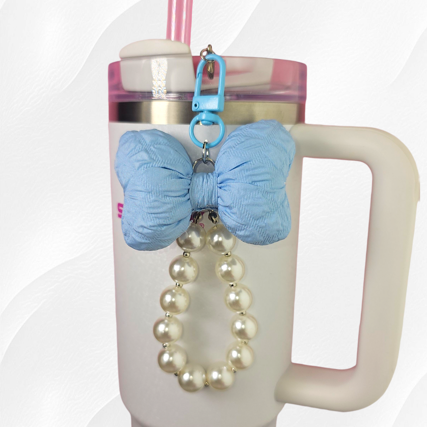 Blue Bow and Pearl Charm 