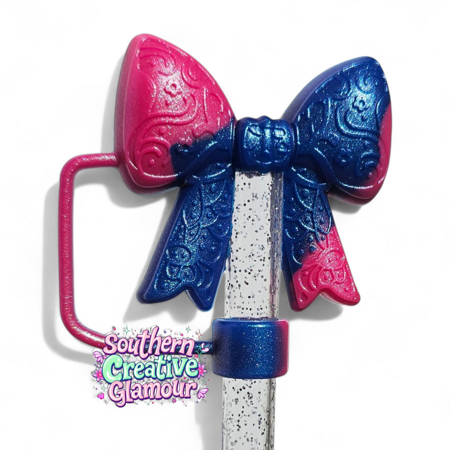Paisley Princess 3D BOW Silicone 10mm Straw Topper | Berry Truffle Pink Shimmer